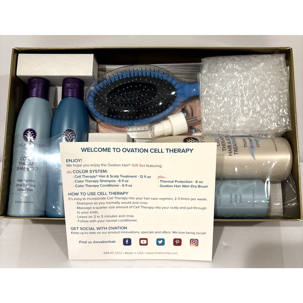Ovation Hair Gift Set Cell Therapy Hair Treatment Creme Rinse Clarifying Shampoo